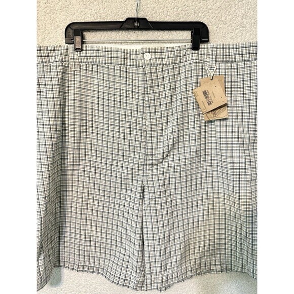 NWT Men's 626‎ Blue Broken-In Shorts White Blue Plaid Flat Front Size W54 - Picture 2 of 15